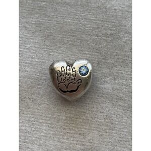 Pandora Baby Boy Charm  ALE 925 Sterling Silver Heart Blue Stone